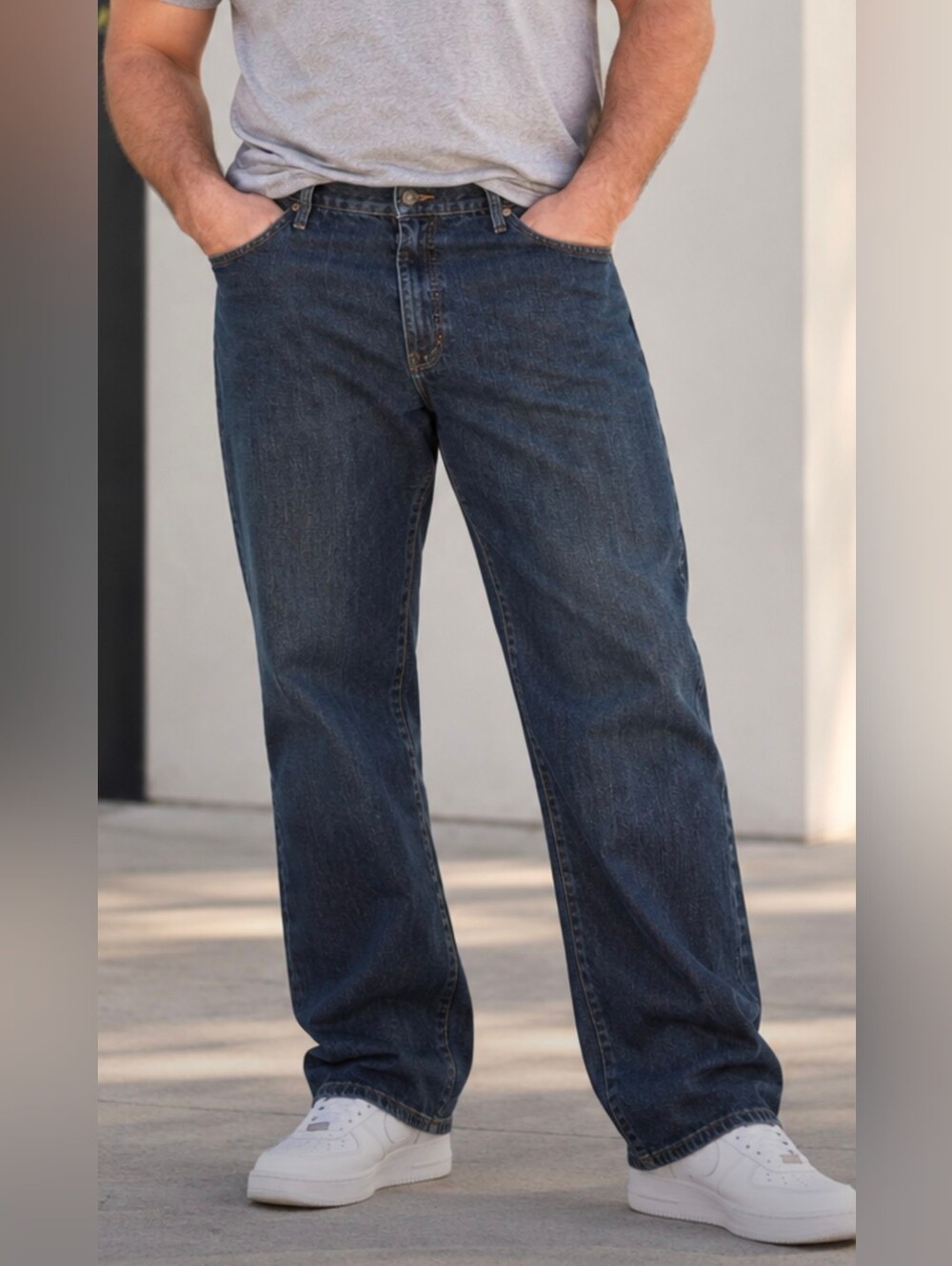 Lee Menβs Regular Fit Jeans 40x36 Dark Wash Stretch Denim Straight Leg